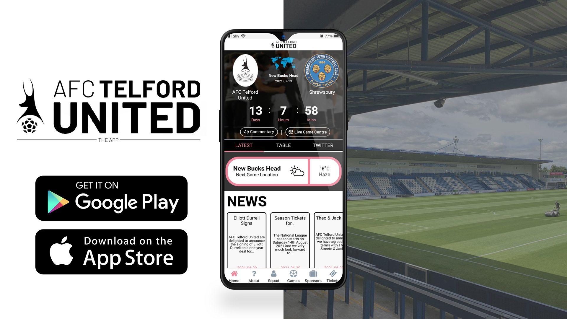 AFC Telford United Launch Club App