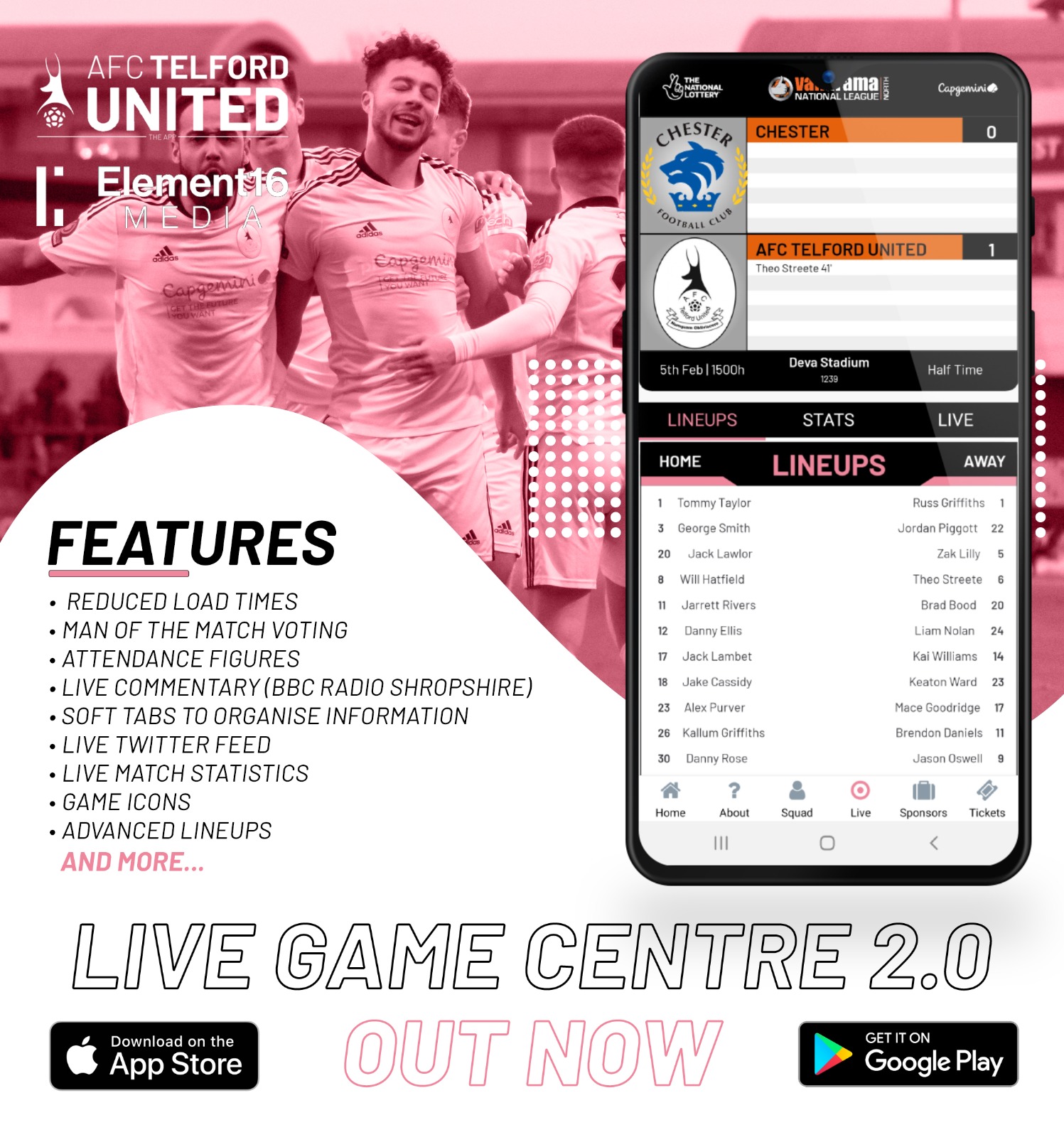 AFC Telford United – The App: Upgrade Now Available